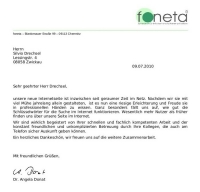 Referenzschreiben von foneta